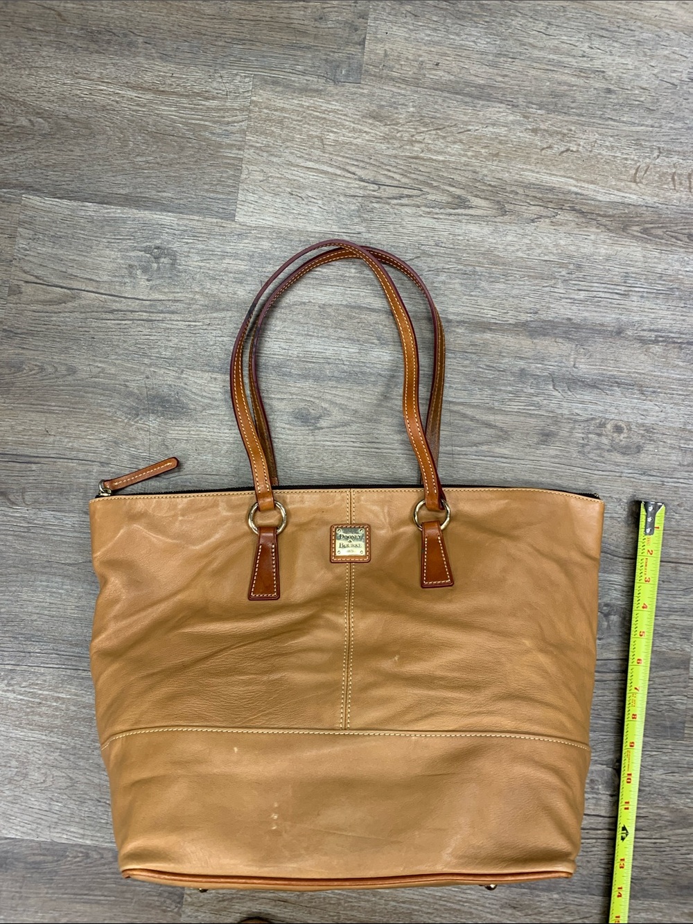 Dooney & Bourke Tan Leather Tote with Brown Trim